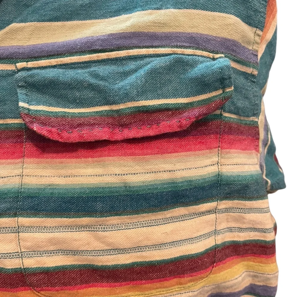 RALPH LAUREN COUNTRY Southwestern Serape Long Sleeve Cropped Cotton Shirt Small